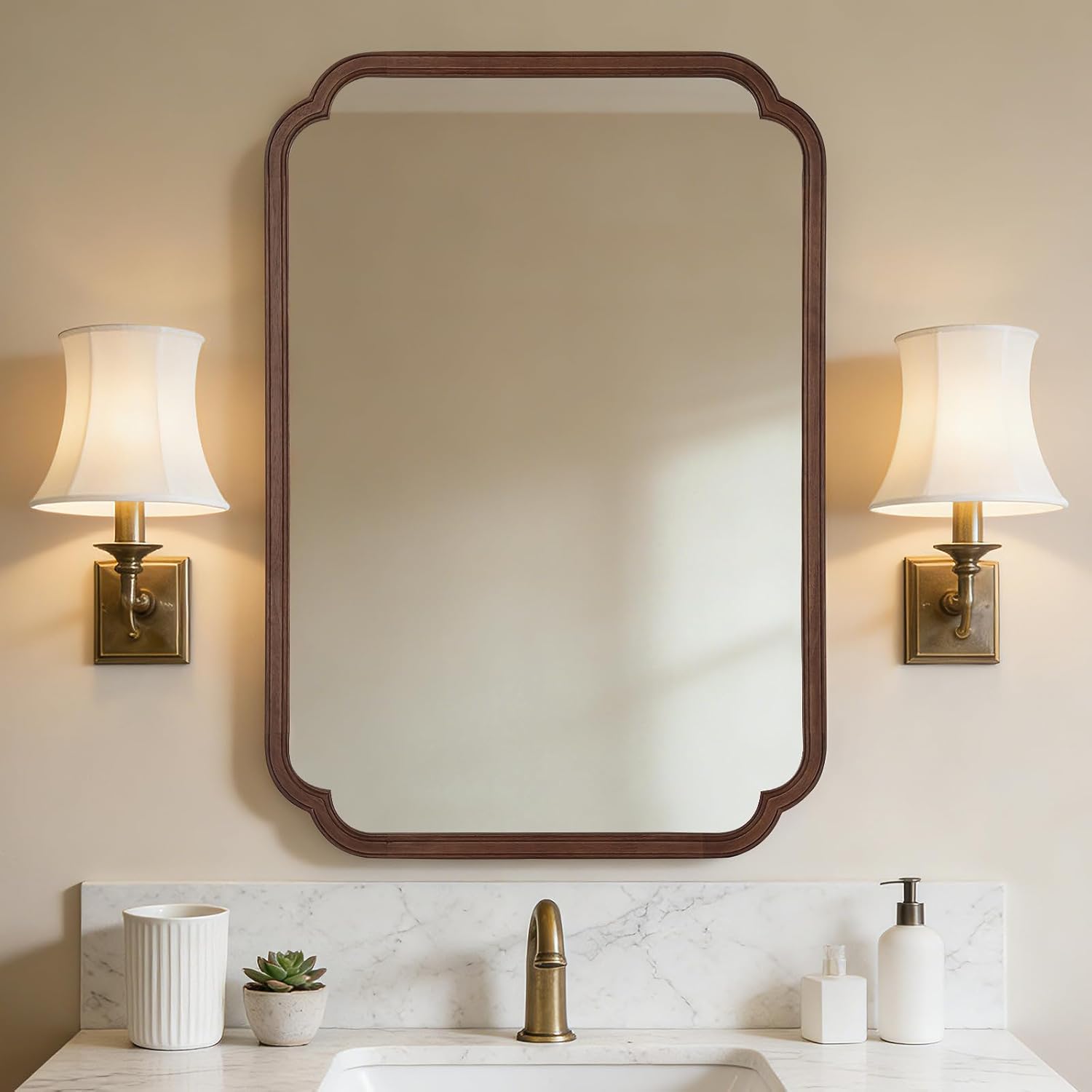 Home Living Bathroom Vanity - Espelho de Banheiro de Madeira 28