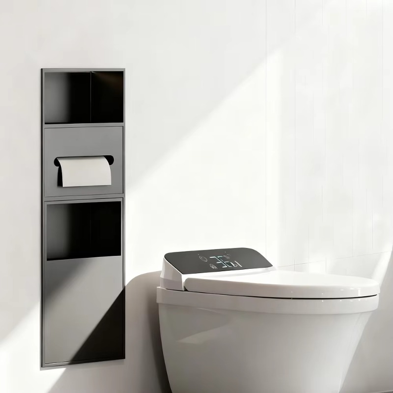 Home Bathroom Towel Dispenser - Nicho multifuncional de aço inoxidável para