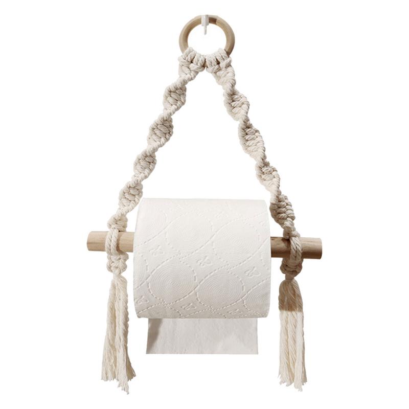Home Bathroom Towel Dispenser - Mão tecido de madeira suporte de