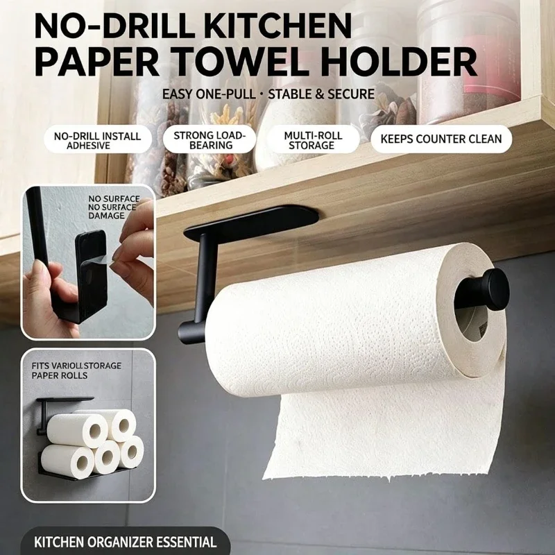 Home Bathroom Shelf - Suporte para Rolo de Papel, Porta-Toalhas,
