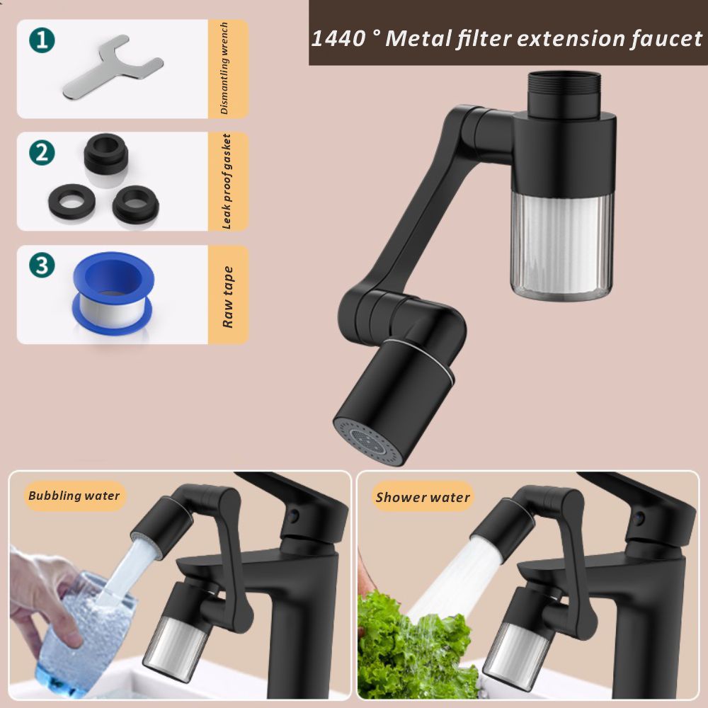 Home Bathroom Taps - Novo Preto 1440 ° Rotativo com