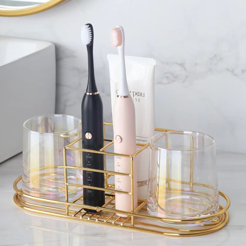 Toothbrush Holder Set - Suporte de Parede Dourado para Escovas