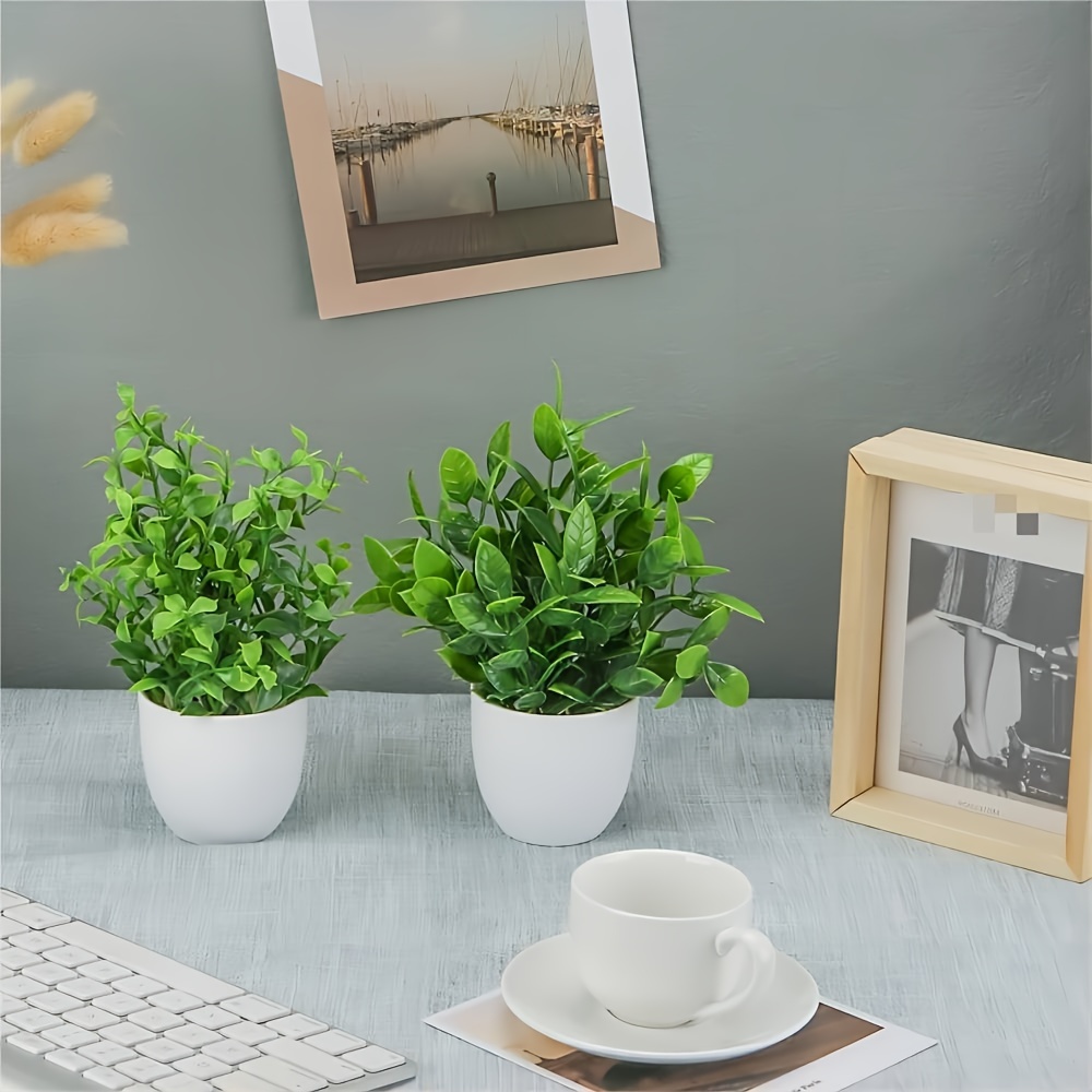 4 Peças de Mini Plantas Artifi - Home Bathroom Shelf avaliação e preço
