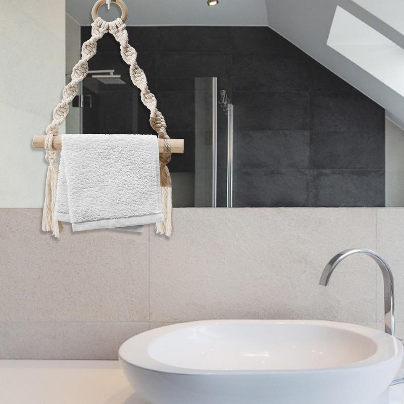 Mão tecido de madeira suporte  - Home Bathroom Towel Dispenser avaliação e preço